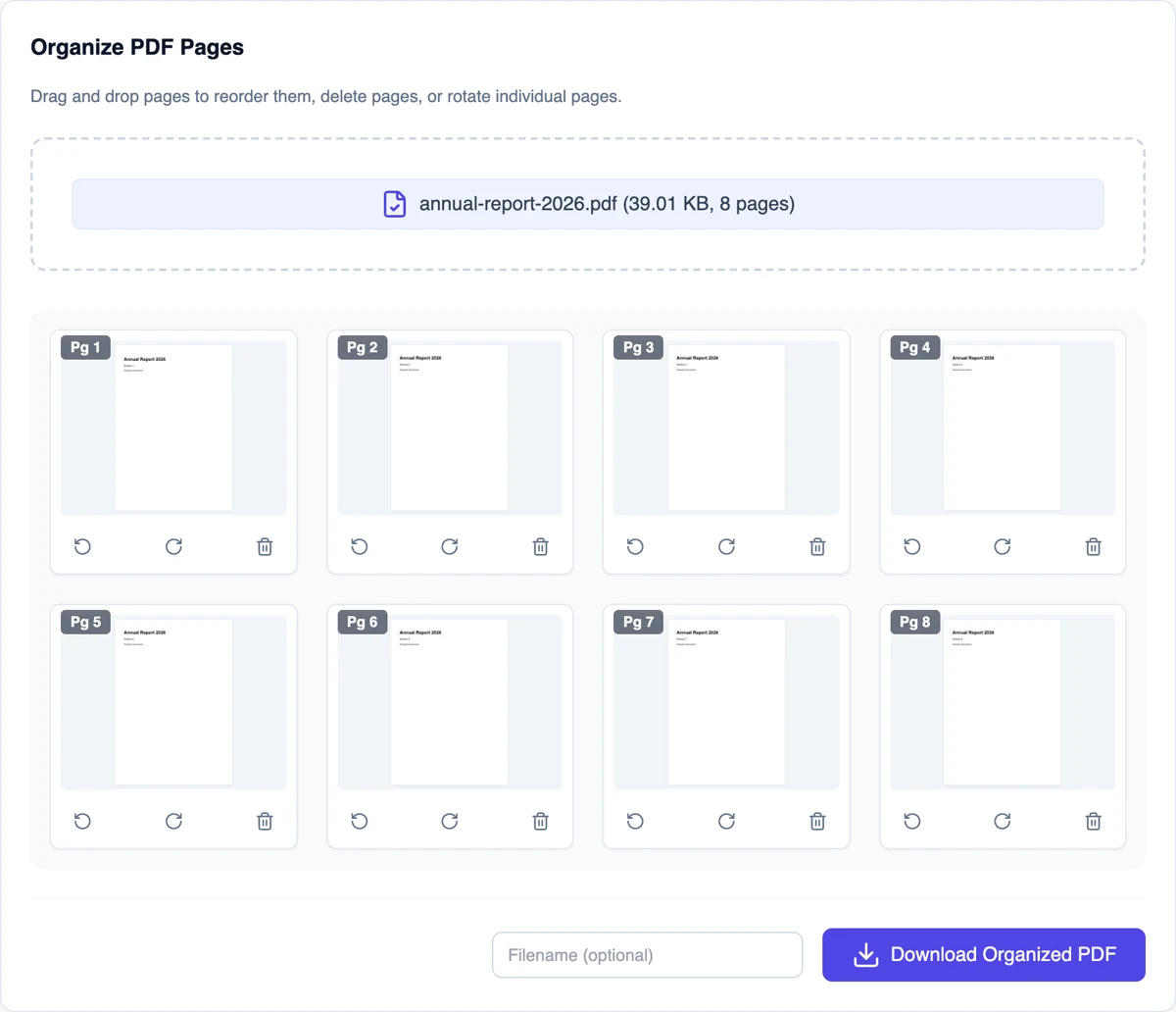 organize pdf pages